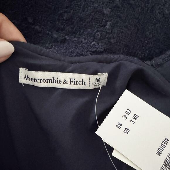 ABERCROMBIE Tweed Boucle Shift Mini Dress Navy Blue Medium M - Picture 7 of 8
